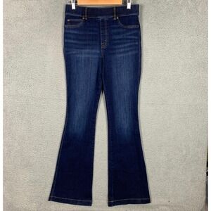 Spanx Flare‎ Jeans Women's Medium M Midnight Shade Pull On Denim High Rise Retro